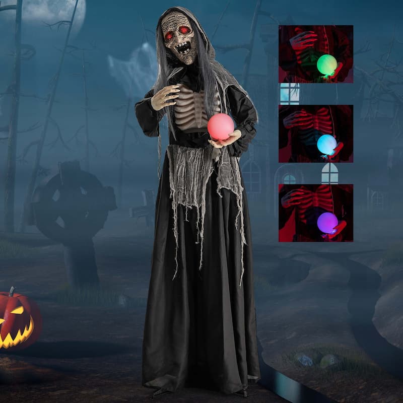 Costway 6ft Halloween Animatronics Standing Witch Talking Animated - See Details
