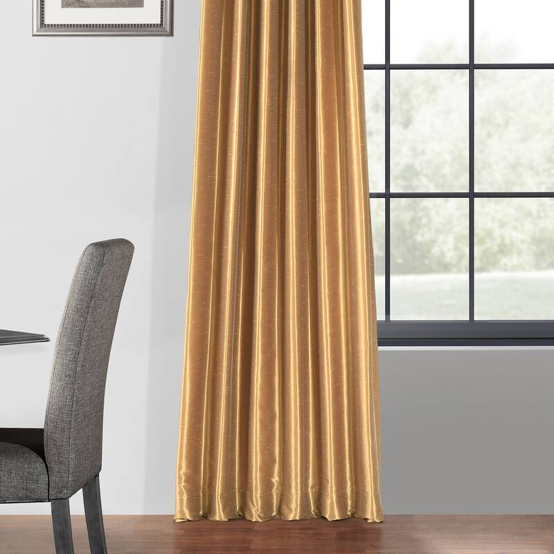 Exclusive Fabrics Blackout Textured Faux Dupioni Silk Curtains (1 Panel) - Luxurious Elegance and Superior Light Control