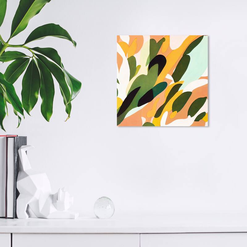 Wynwood Studio Abstract Golden Floral Pastel Yellow and Dark Yellow Tropical Wall Art Canvas Print - 12 x 12