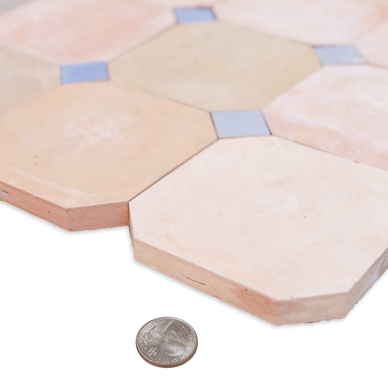 Contemporary Zellige Panels,12''x12''x0.5'', Terracotta - Dusty Blue