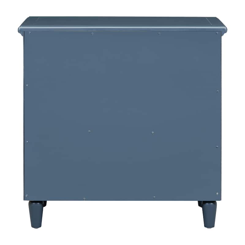 Wood Nightstand with Metal Sliding Rail and 3 Drawer