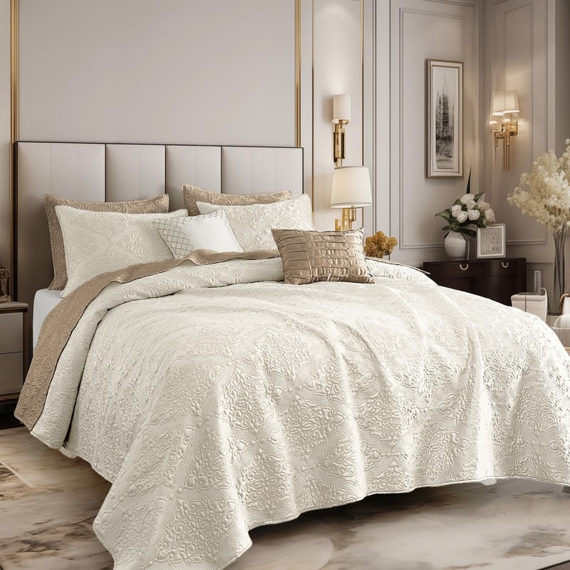 Wonderful Satin Quilt Set Cooling 5-Piece Bedding Set for Summer