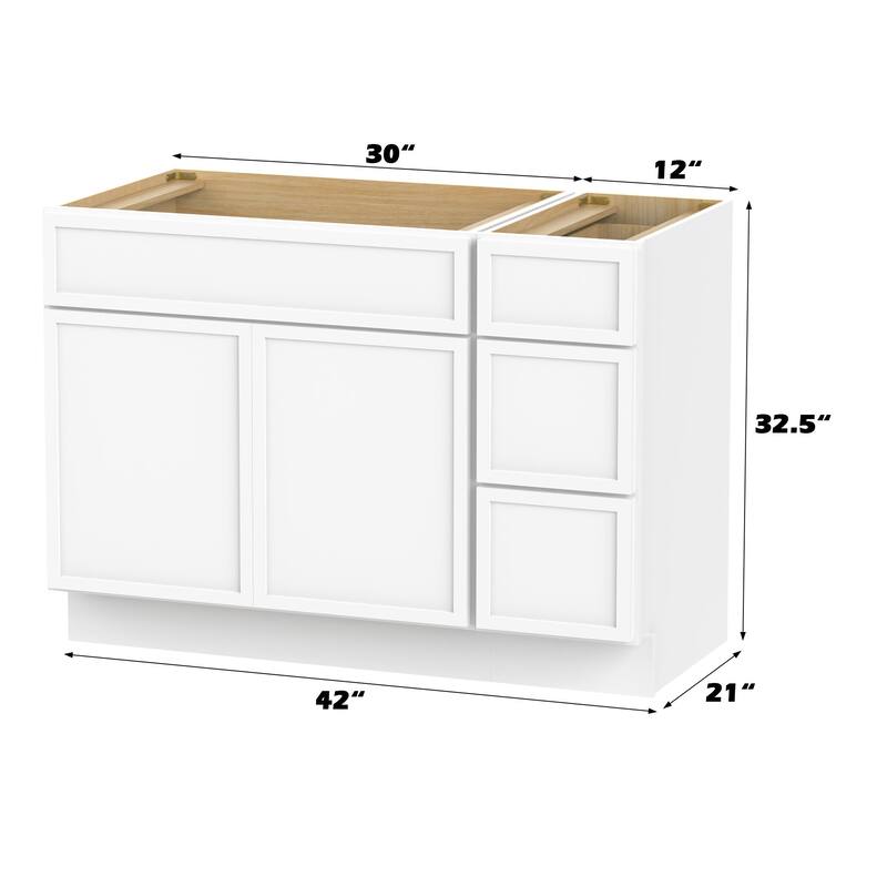 Vanity Art 42" Birch Freestanding Bathroom Vanity Cabinet without Top