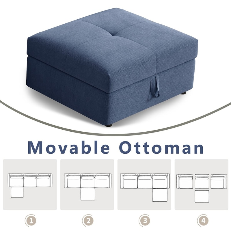 105" Modern L-shaped Cloud Sectional Sofa with Adjustable Backrest and Ottoman