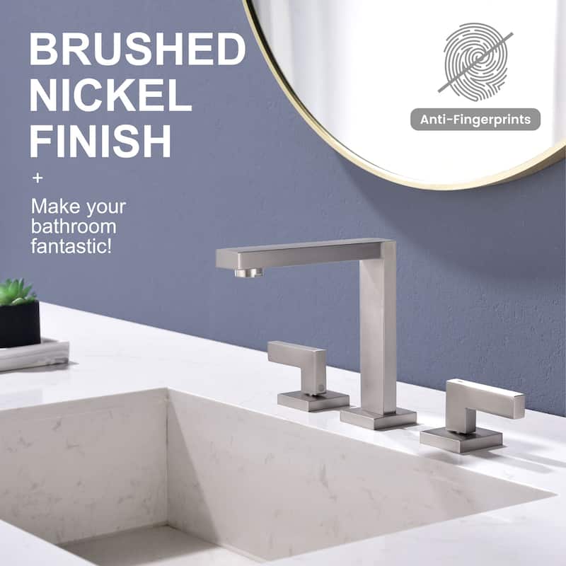 8 Inch Bathroom Faucet 3 Holes Two Handles Modern Luxury Widespread Bathroom Sink Faucet Tap with Water Supply Lines
