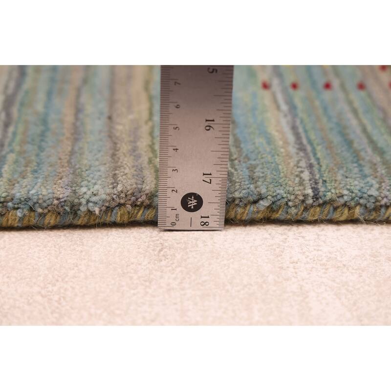 ECARPETGALLERY Hand Loomed Kashkuli Gabbeh Turquoise Wool Rug - 4'11 x 7'11