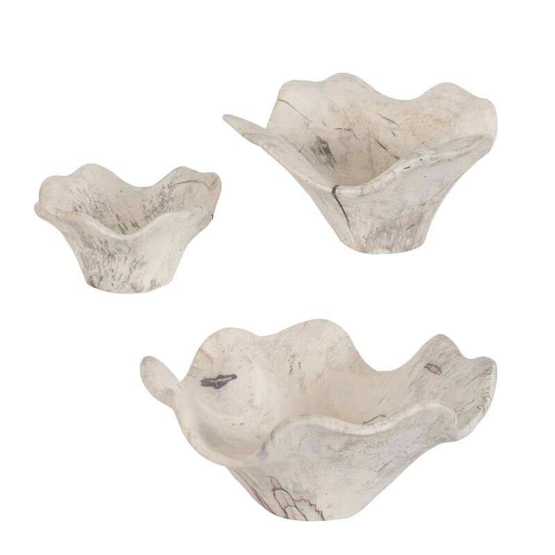 Uttermost Teo Bleached Wood Wall Decor (Set of 3) - 15.75" W x 7.00" H x 15.75" D