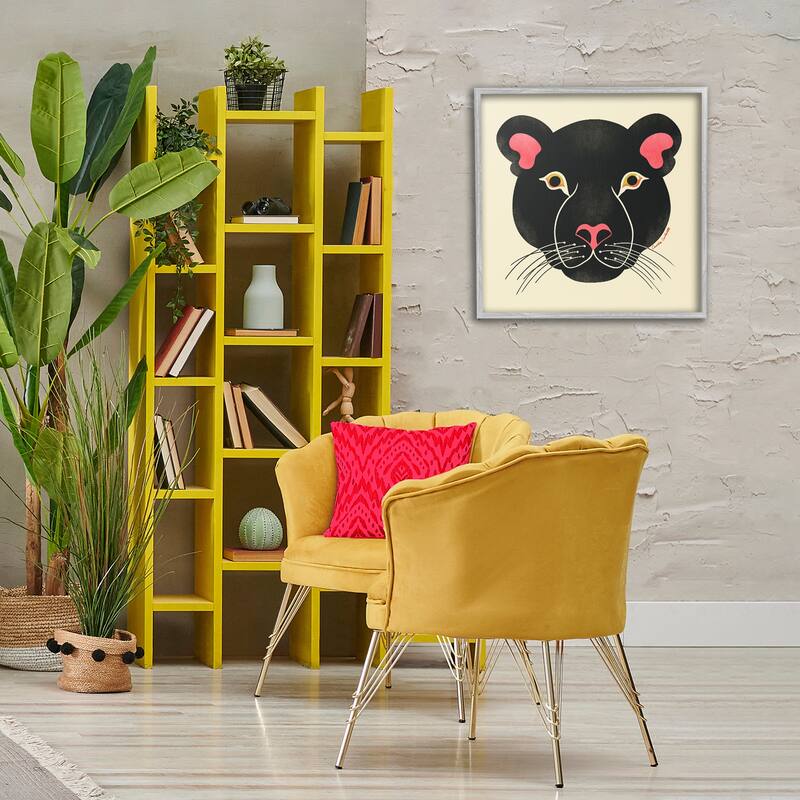 Stupell Minimal Wild Panther Face Framed Giclee Art Design By Carrie Cantwell