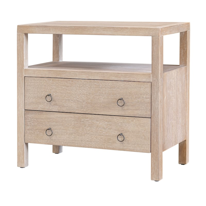 Linea 2-drawer Oversized Wood Nightstand with Open Shelf by East at Main