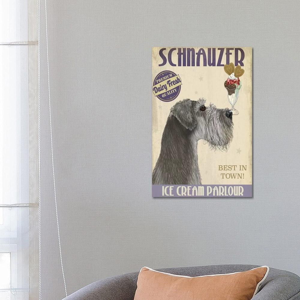 iCanvas "Schnauzer, Grey, Ice Cream" by Fab Funky Canvas Print