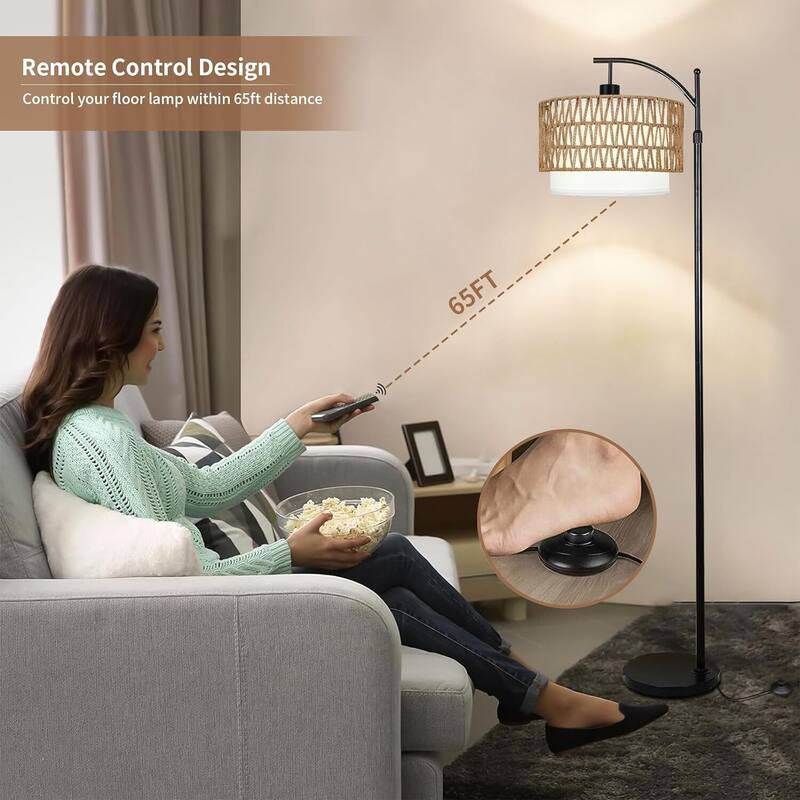 Arc Floor Lamp with Table and Shelves