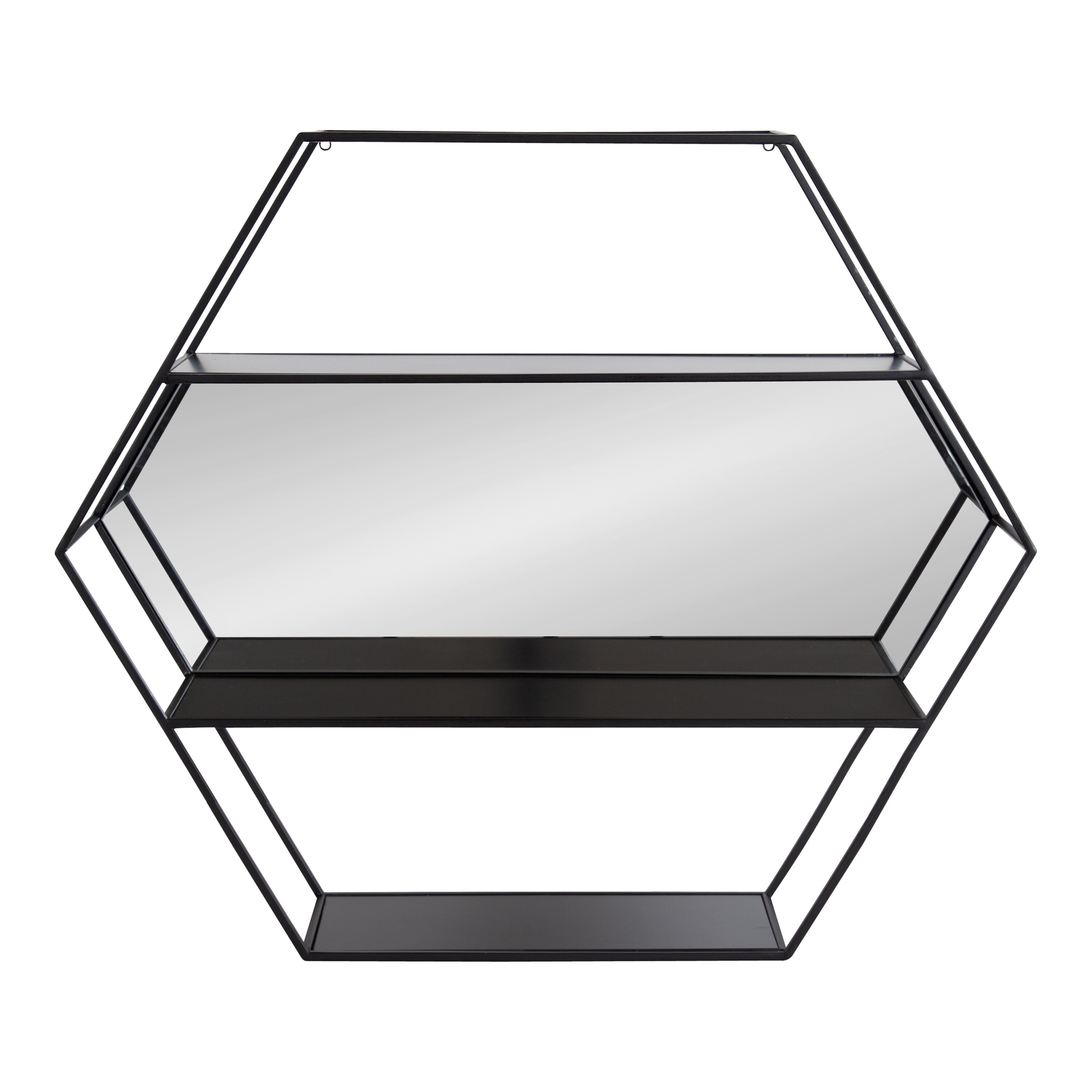 Kate and Laurel Lintz Hexagon Wall Mirror Shelves - Overstock