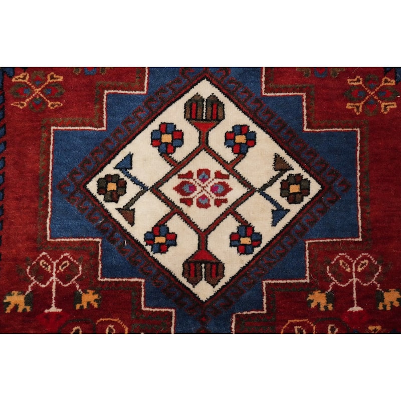 Hand Knotted Oriental 100% Wool Carpet Traditional Medallion Red Ardebil Area Rug - 4' 11'' X 3' 7''