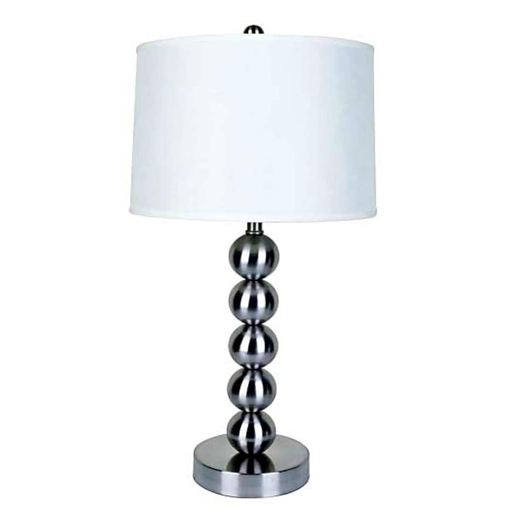 Art Deco Table Lamp - 29" Metal Lamp with Drum Shade - Satin Nickel Finish - Stylish Home Accent Lighting
