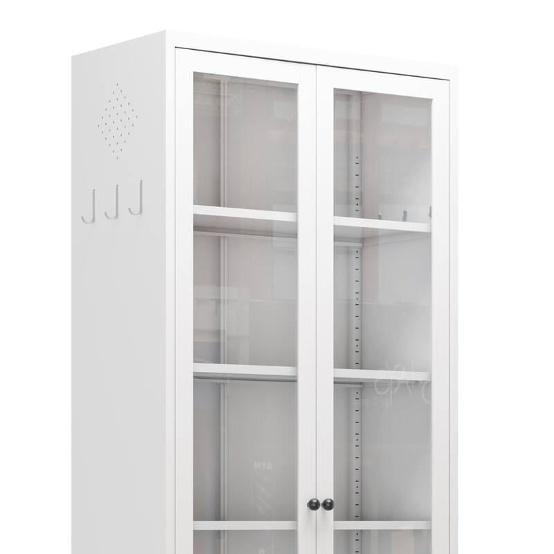 Metal Kitchen Pantry Cabinet - 72" Tall Storage with 5 Adjustable Shelves, White Freestanding Cabinet