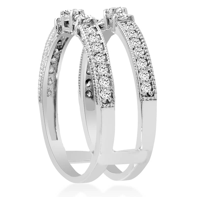 1/2 Carat White Gold Round Diamond Wedding Band Enhancer Guard Ring
