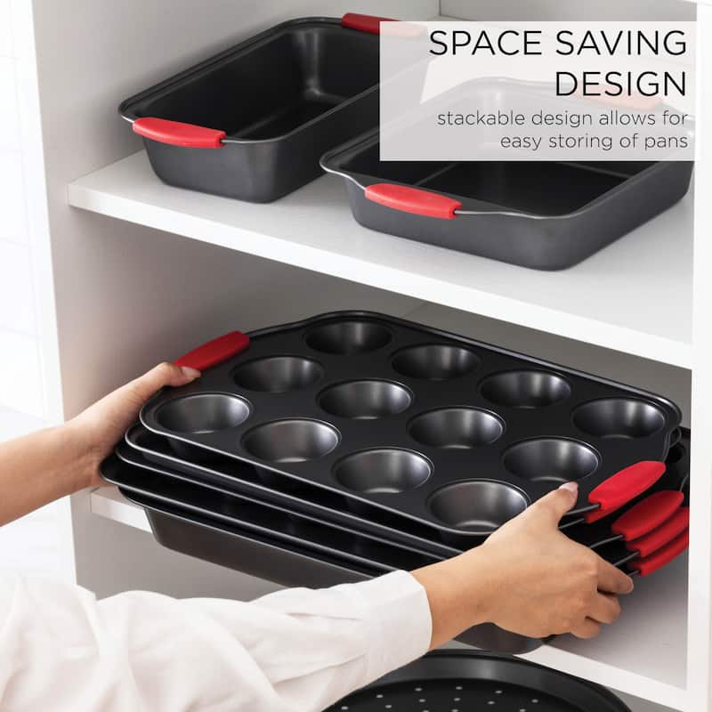 Country Kitchen Nonstick Stackable Bakeware Set - Durable, Easy Release Baking Set, Cream, 13 Pcs