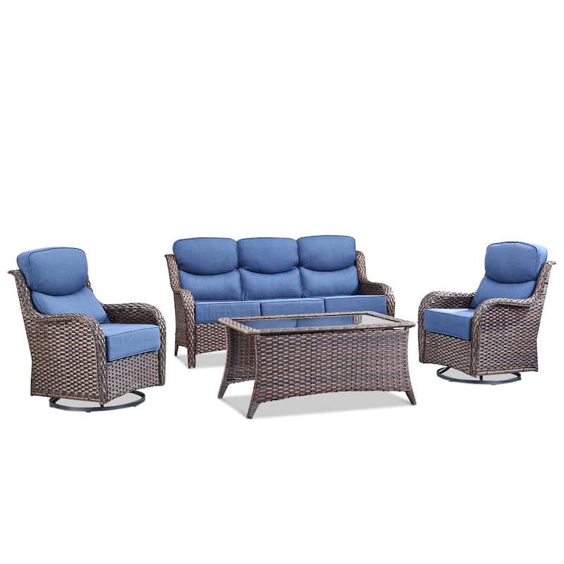 Pocassy Outdoor Sofa Patio Swivel Chairs Sets