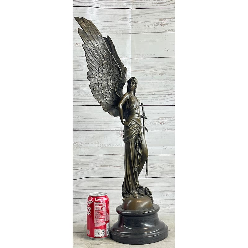 Angel With Sword Clical Bronze Statue Sculpture Signed Art Indoor Outdoor 25 Inches X 8 Inches