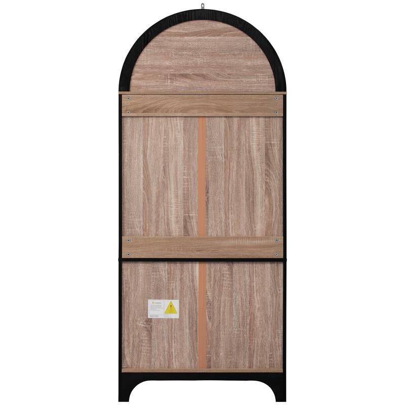Roomfitters 71" Tall Arched Kitchen Pantry Cabinet with Glass Doors, Hidden Drawer & 4 Door Shelves