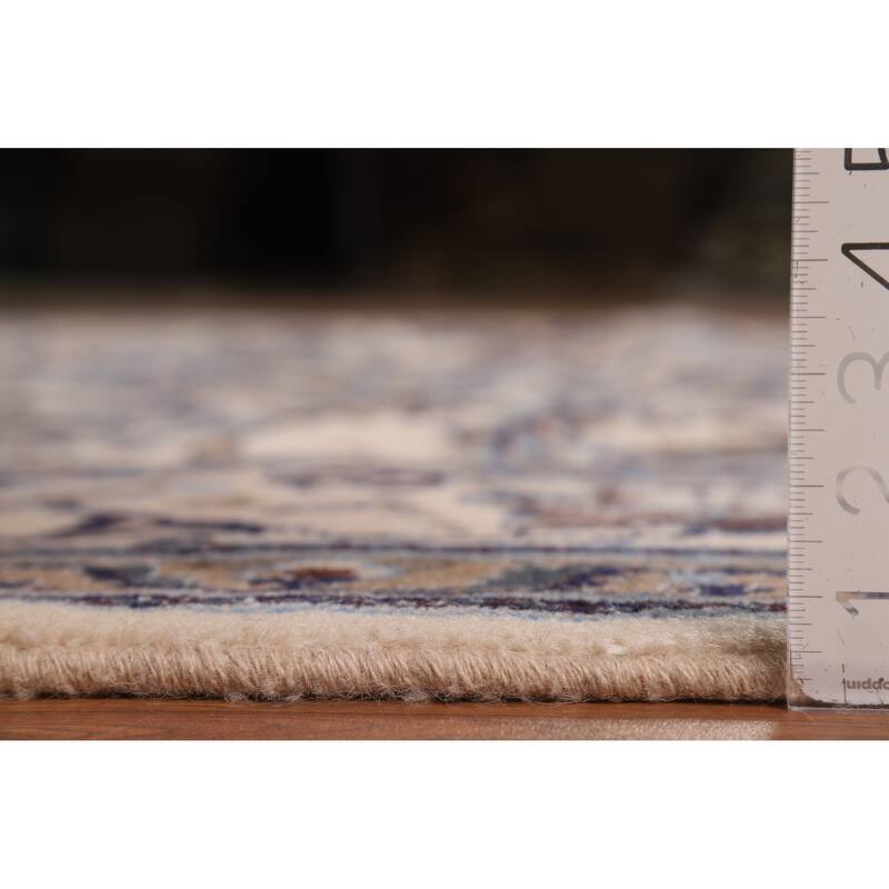 Floral Medallion Nain Persian Area Rug Handmade Wool Carpet - 7'9"x 11'3"