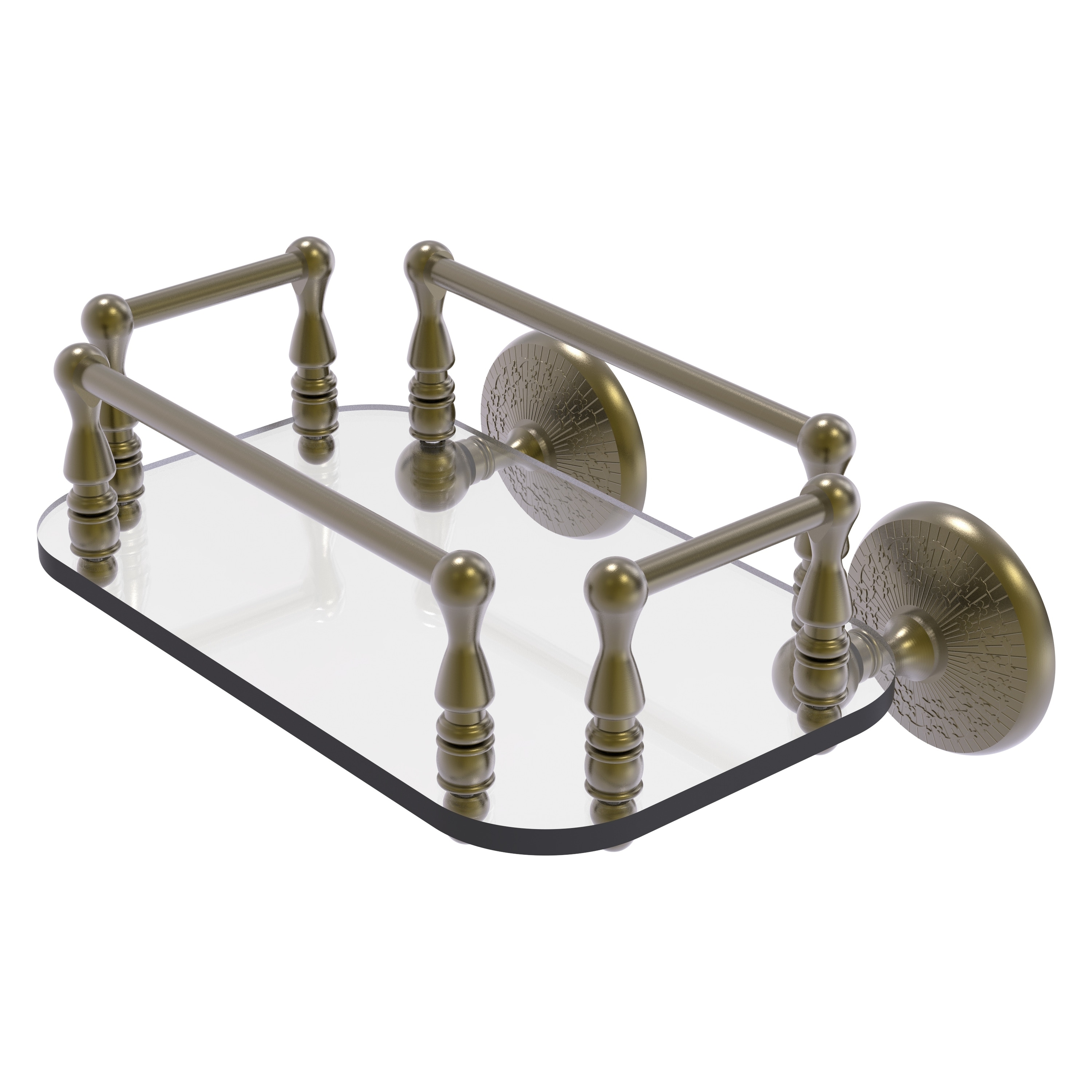 Allied Brass Monte Carlo Collection Wall Mounted Glass Guest Towel Tray in Antique Brass Allied Brass Monte Carlo Collection Wall Mounted Glass Guest Towel Tray in Antique Brass