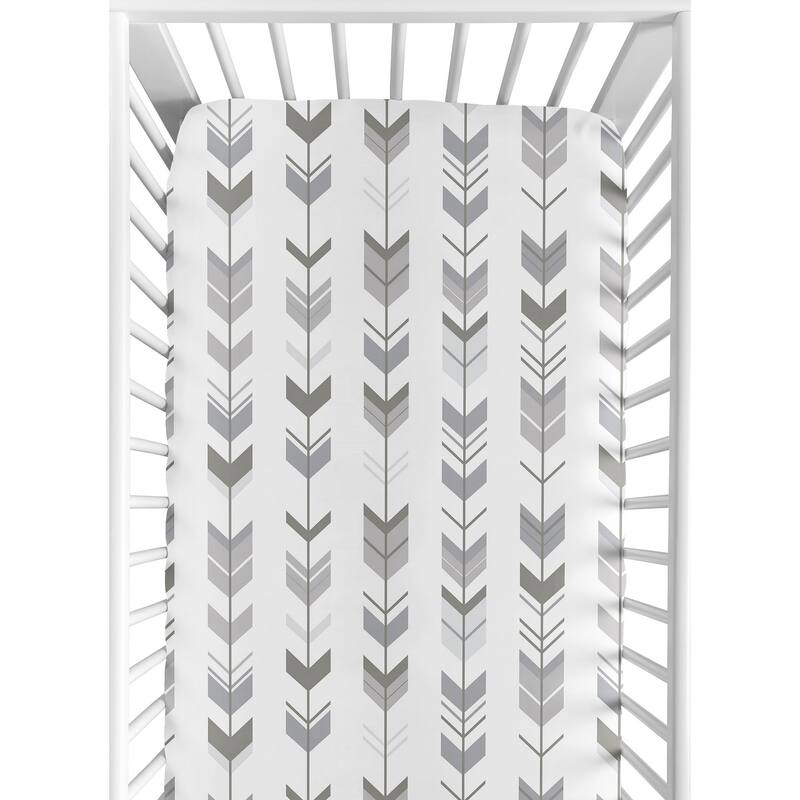 Sweet Jojo Designs Fitted Crib Sheet for the Grey and White Mod Arrow Collection