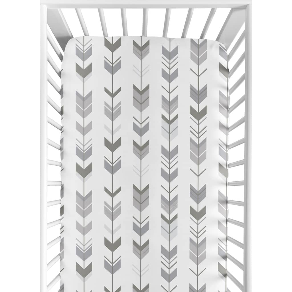 Sweet Jojo Designs Fitted Crib Sheet for the Grey and White Mod Arrow Collection
