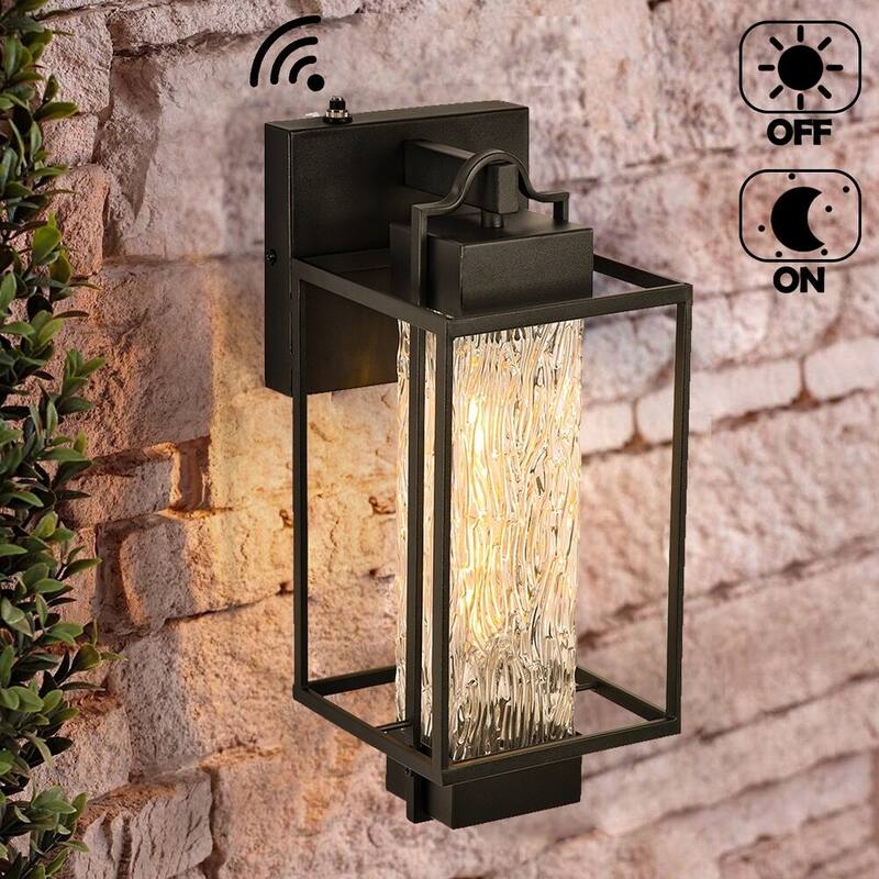 2 Pack Matte Black 1-Light Outdoor Wall Sconce Light Dusk to Dawn