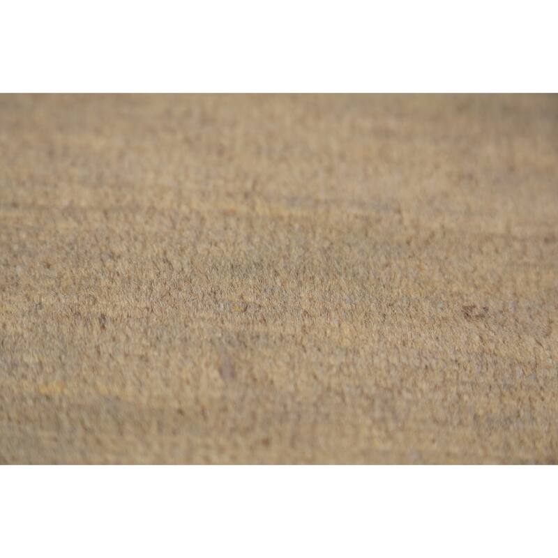 Gabbeh Modern Rug Hand-Knotted Beige Solid Wool Carpet - 4'0" x 5'11"