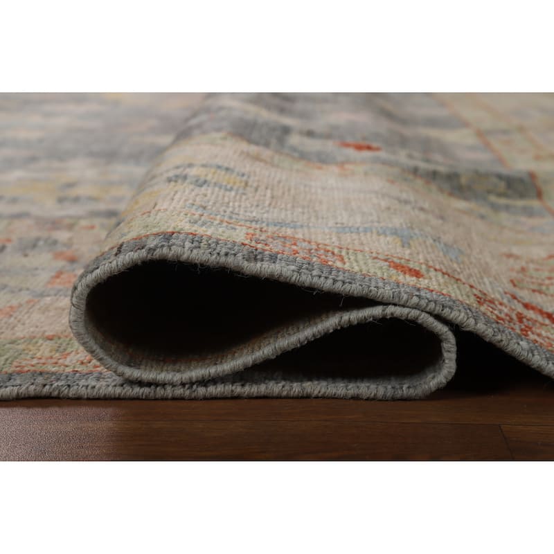 Hand Knotted Oriental 100% Wool Carpet Transitional All-Over Greys & Charcoal Oushak Area Rug - 9' 10'' X 8' 0''