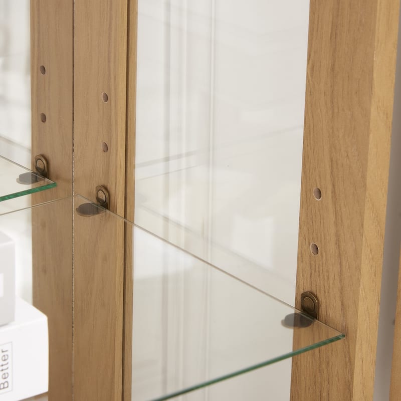 Curio Cabinet with Tempered Glass Doors and Adjustable Shelves Light Bulb Included