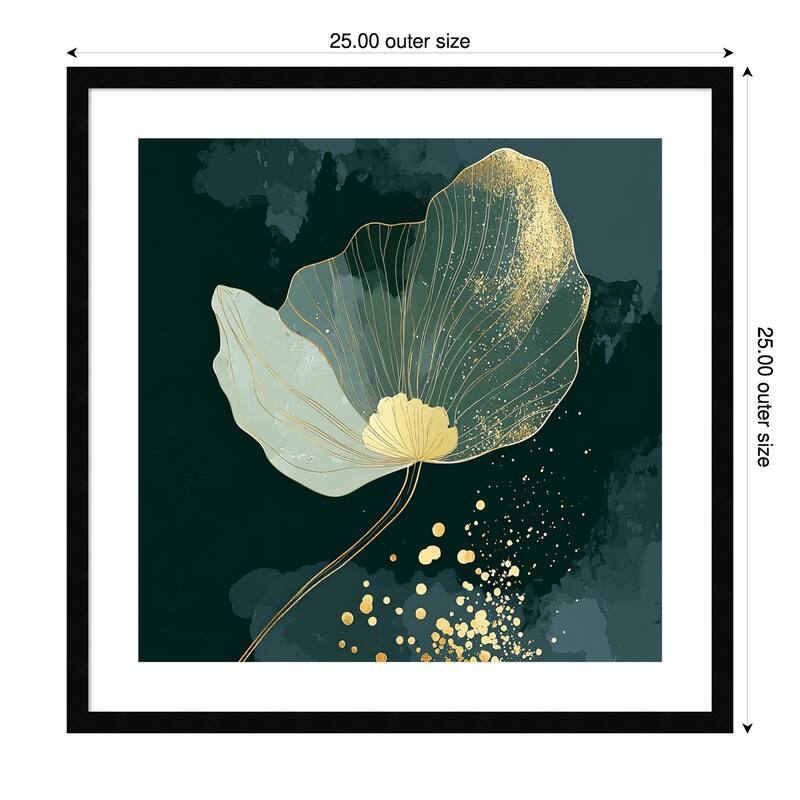 Petals of Jewel and Gold by Tradelink inhouse artist Wood Framed Wall Art Print - 25 x 25 in - Black