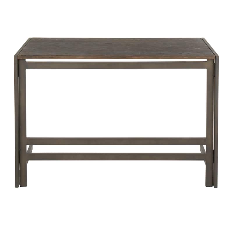 Lumisource Roman Office Desk Antique Metal And Espresso Grain Bamboo