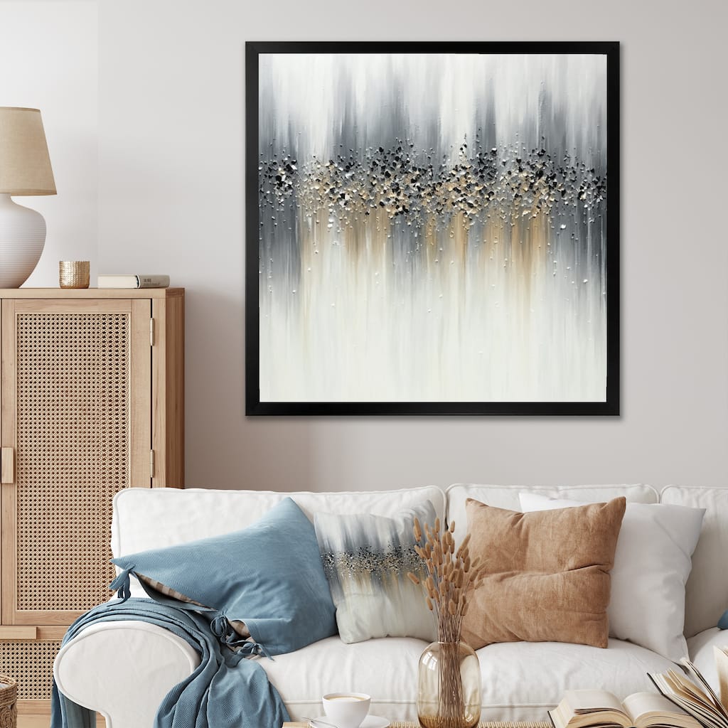 Designart " Gentle Gray Serenity" Abstract Painting Framed Canvas Prints