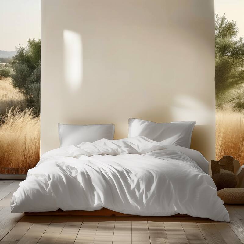 Sleep & Beyond Organic Cotton Percale Sheet Set Ivory - Split King - White