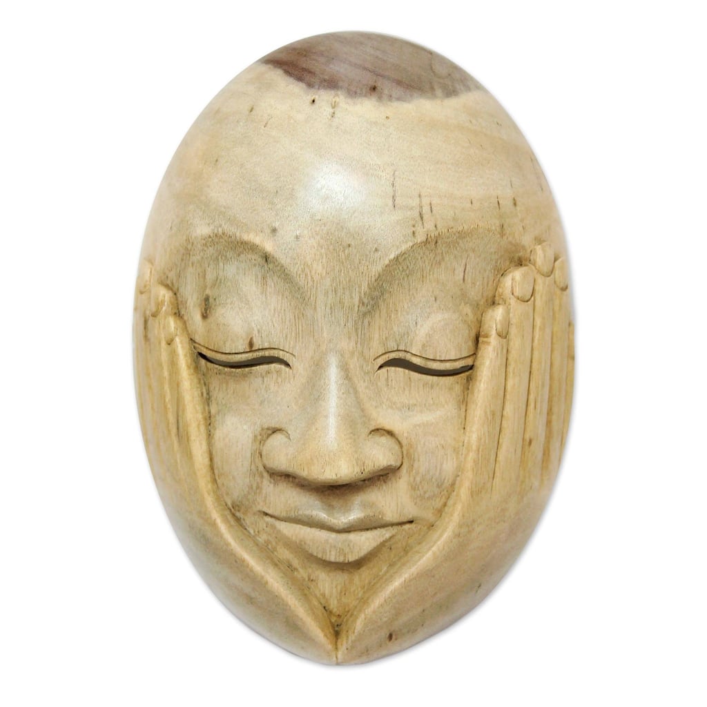 Handmade Hear No Evil Wood Mask (Indonesia)