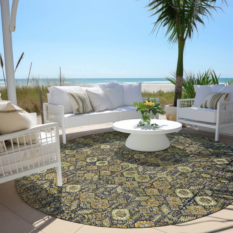 Machine Washable Indoor/ Outdoor Traditional Boho Chantille Rug