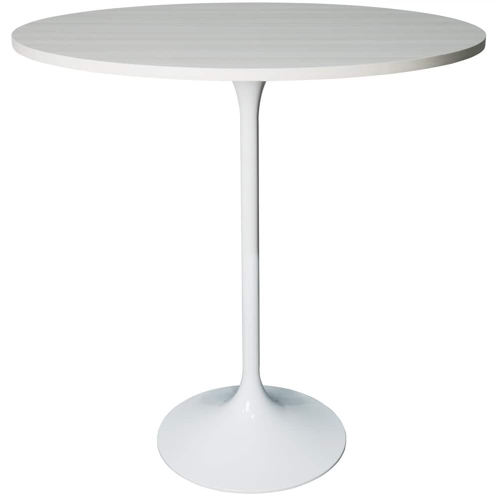 Verve Modern Bar-Height Dining Table with Solid Wood Top and Brushed Stainless Steel Base, Compact Small Space Table