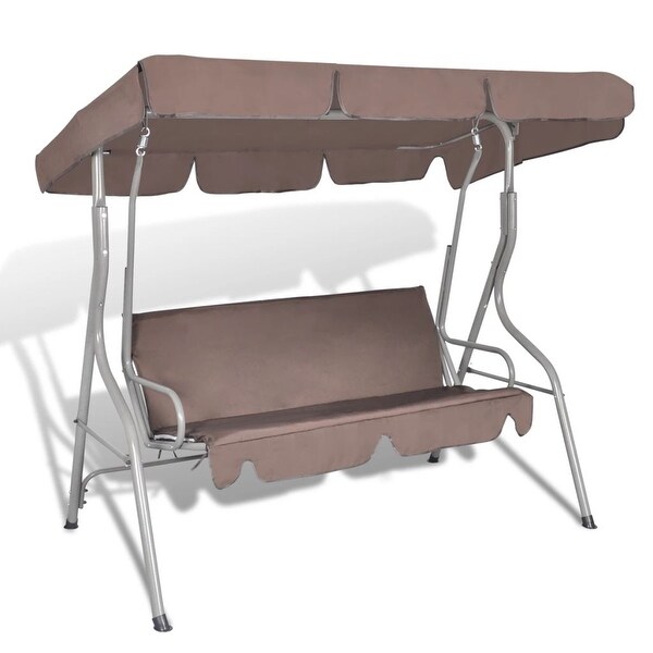 vidaXL Patio 3 Person Canopy Swing Glider Hammock Backyard Outdoor Coffee