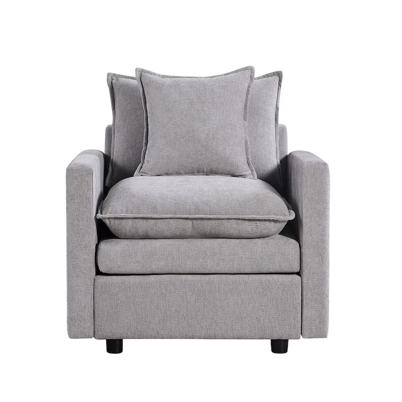 Gray Modern 33.07" Upholstered Arm Chair with Solid Wood Frame for Living Room