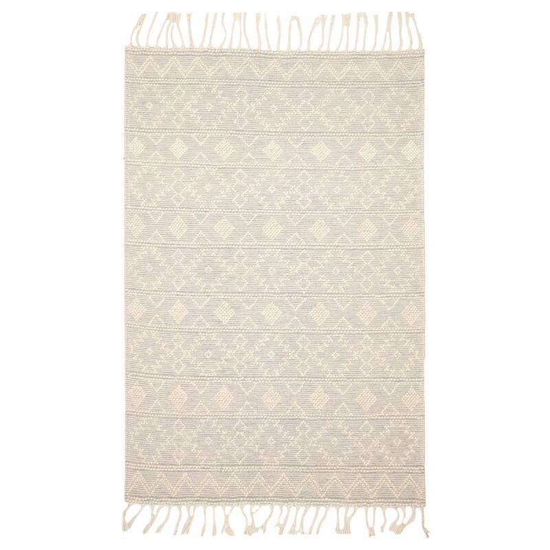 ECARPETGALLERY Braid weave Sienna Grey Wool Rug - 5'1 x 7'9 - Light Grey - 5'1 x 7'9