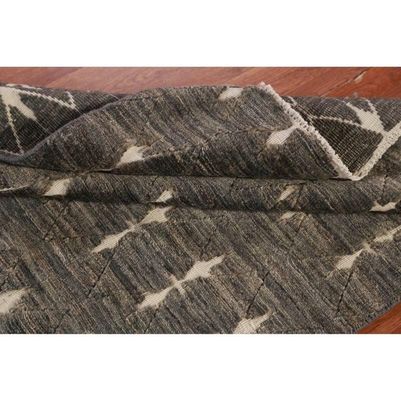 Trellis Gray Gabbeh Oriental Rug Hand-Knotted Wool Carpet - 3'9"x 5'10"