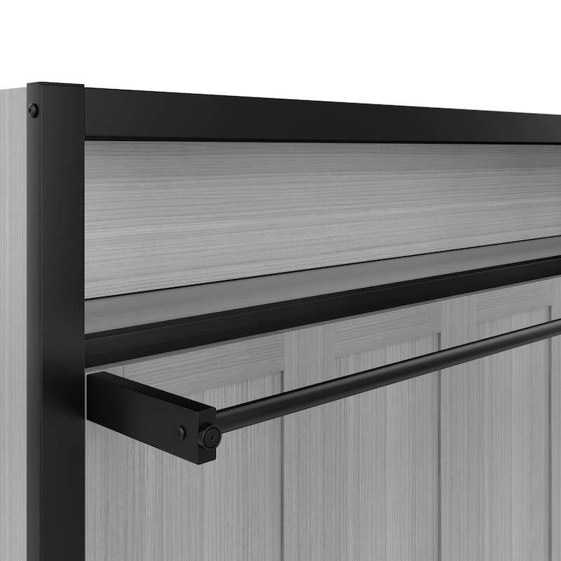 Twin Size Murphy Bed Chest, Hidden Wall Platform Bed with Storage Shelves, Heavy Duty Metal Foldable Bed Frame