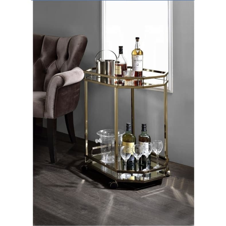 Lacole Mirrior & Champagne Finish Serving cart