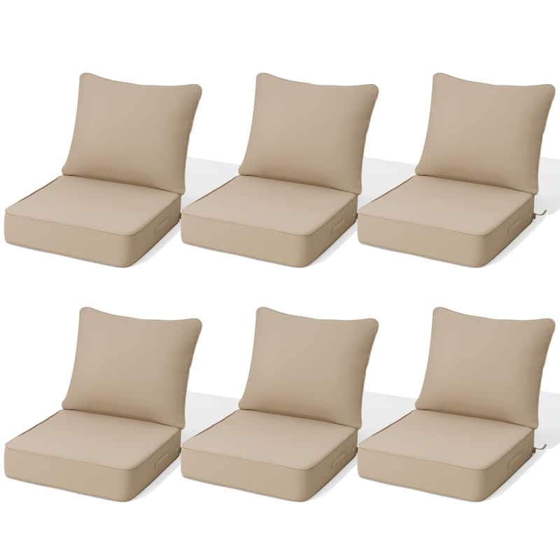 Crestlive Products Outdoor Premium Deep Seat Cushion Set - 6PC - Beige