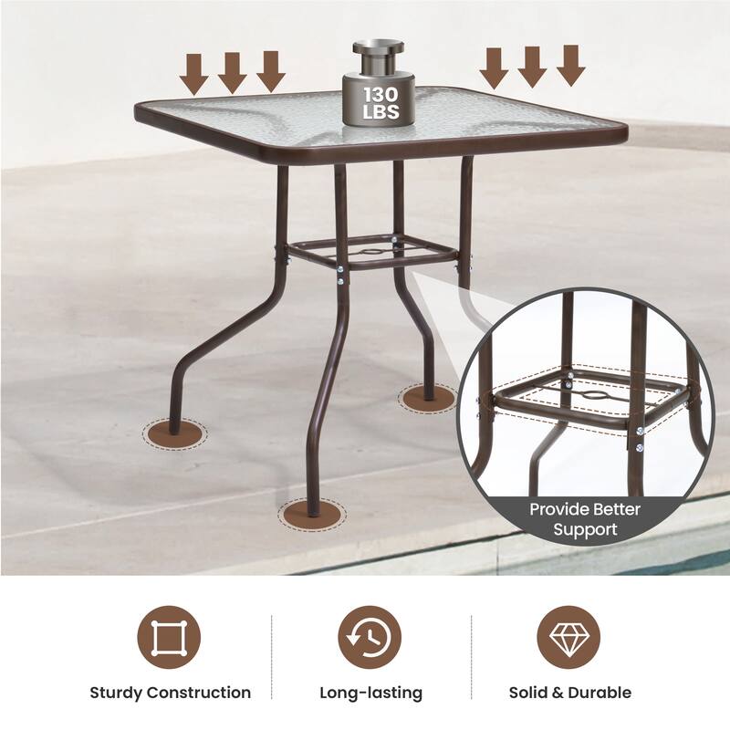 Pellebant Outdoor Dining Table with Umbrella Hole - See the Picture Images