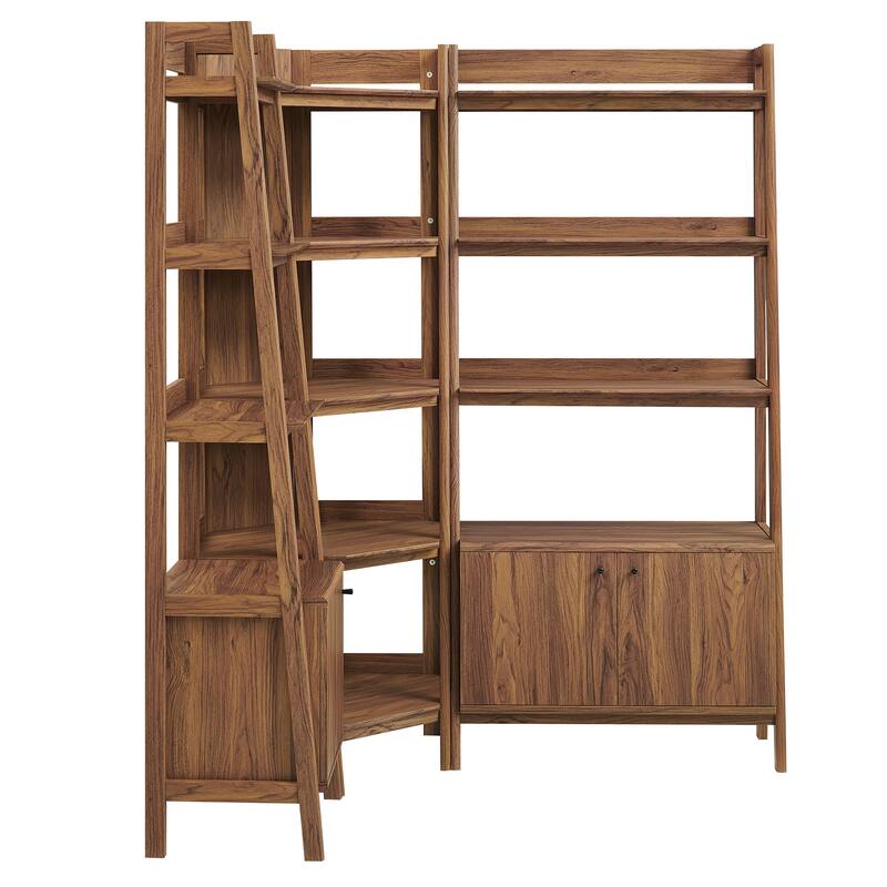 Bixby 3 Piece Corner Bookshelf Set With Wide and Narrow Bookshelves