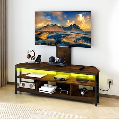 Moasis Adjustable Height TV Stand with Mount and Power Outlet for Living Room