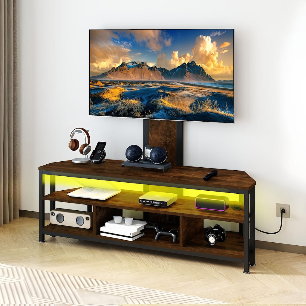 Moasis Adjustable Height TV Stand with Mount and Power Outlet for Living Room
